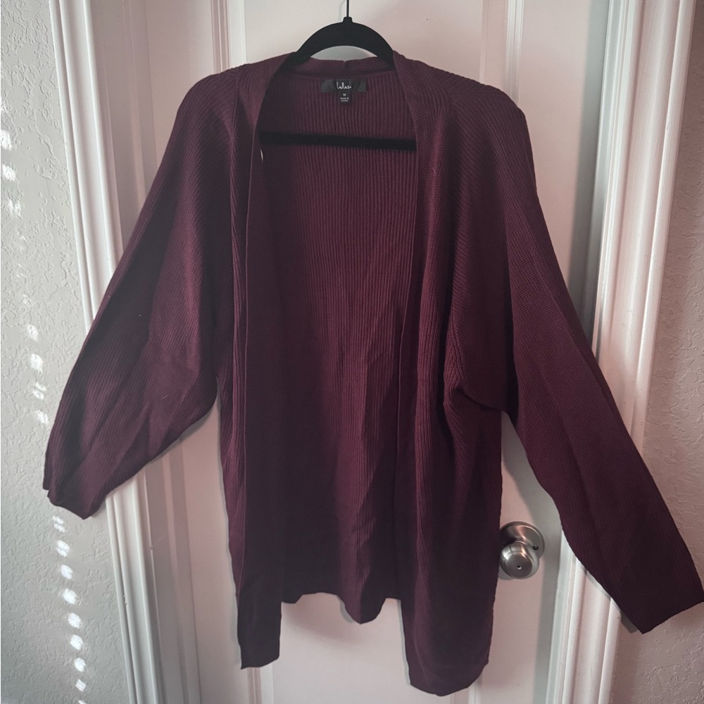 Lulu's Deep Purple Open Front Cardigan